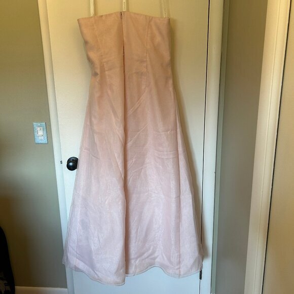 David's Bridal pale pink full-length strapless formal gown sz 22 - Picture 8 of 14